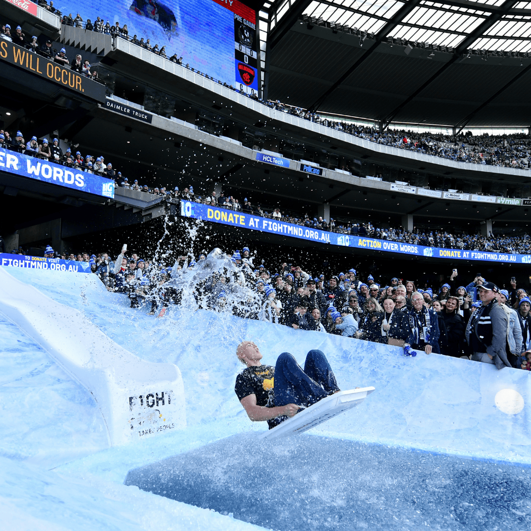 Big Freeze returns to the MCG, celebrities slide to raise funds for MND